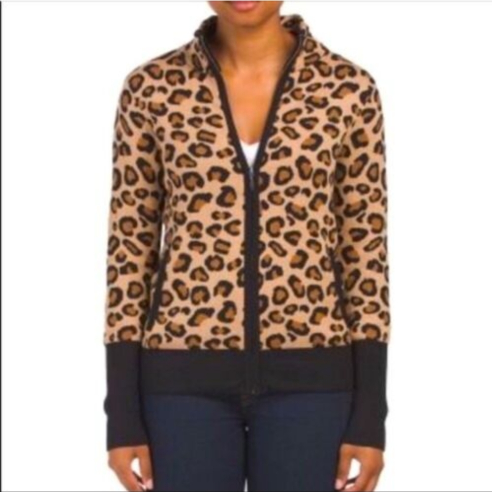 Rachel Zoe Leopard Print Full Zip Sweater XS - Picture 1 of 7